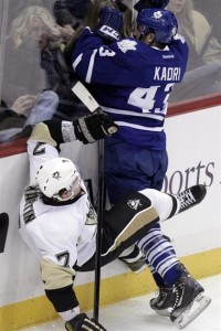 Nazem Kadri hit Paul Martin Nazem Kadri hit Paul Martin