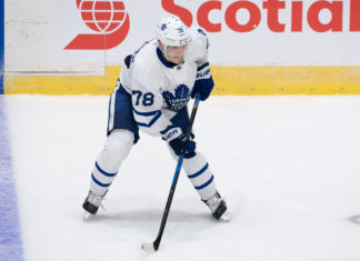 Timothy Liljegren scores his first AHL goal as the Toronto Marlies win second in a row over Utica Photo: Christian Bonin / TSGphoto.com