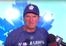 Toronto Maple Leafs head coach Mike Babcock after practice