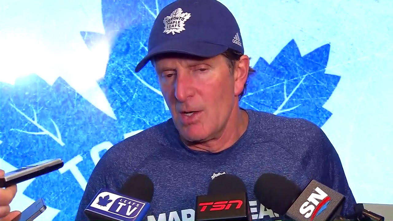 mike babcock of the toronto maple leafs after practice