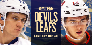 Toronto Maple Leafs vs. New Jersey Devils – Game #20 Preview, Projected Lines & TV Info Toronto Maple Leafs vs. New Jersey Devil
