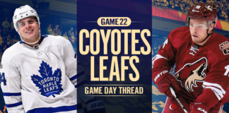 Toronto Maple Leafs vs. Arizona Coyotes – Game #22 Preview, Projected Lines & TV Info Toronto Maple Leafs vs. Arizona Coyotes