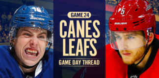 Toronto Maple Leafs vs. Carolina Hurricanes – Game #24 Preview, Projected Lines & TV Info Toronto Maple Leafs vs. Carolina Hurricanes