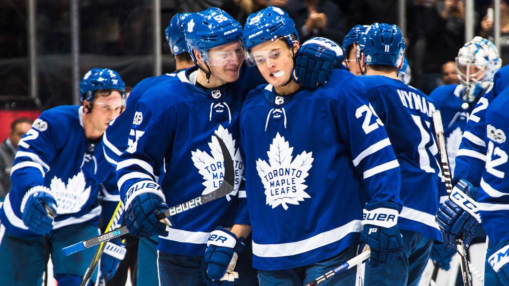 William Nylander and Andreas Borgman of the Toronto Maple Leafs