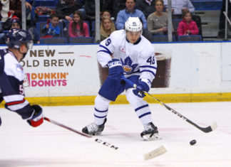 Trevor Moore of the Toronto Marlies