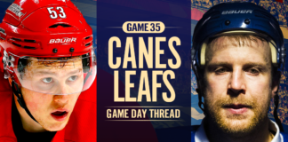 Toronto Maple Leafs vs. Carolina Hurricanes – Game #35 Preview, Projected Lines & TV Info Toronto Maple Leafs vs. Carolina Hurricanes