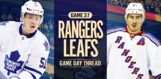 Toronto Maple Leafs vs. New York Rangers – Game #37 Preview, Projected Lines & TV Info Toronto Maple Leafs vs. New York Rangers