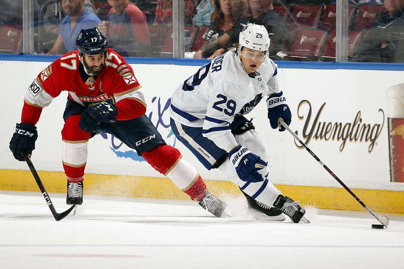 William Nylander of the Toronto Maple Leafs versus the Florida Panthers