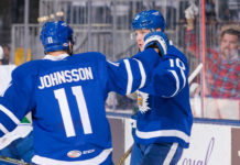 Andreas Johnsson and Carl Grundstrom of the Toronto Marlies