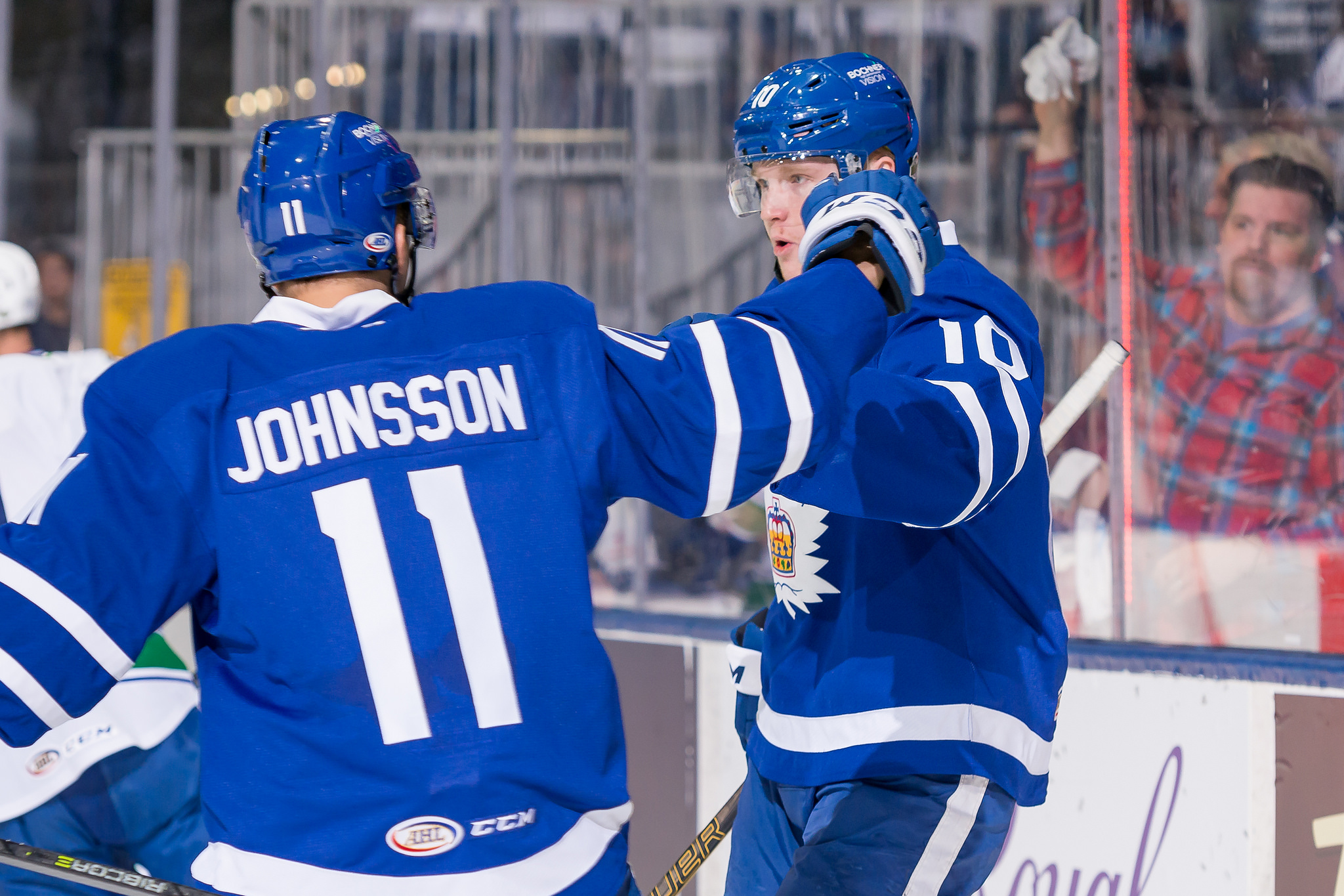 Andreas Johnsson and Carl Grundstrom of the Toronto Marlies