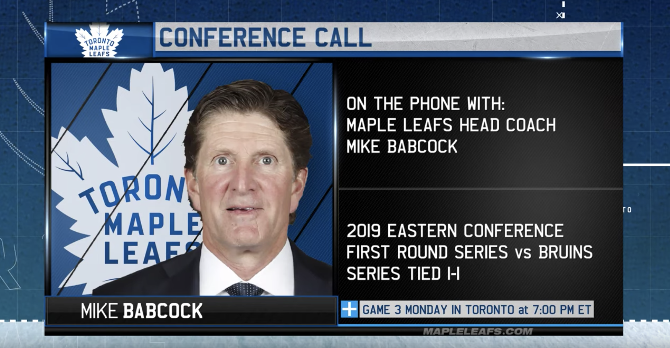 Mike Babcock, Toronto Maple Leafs vs. Boston Bruins