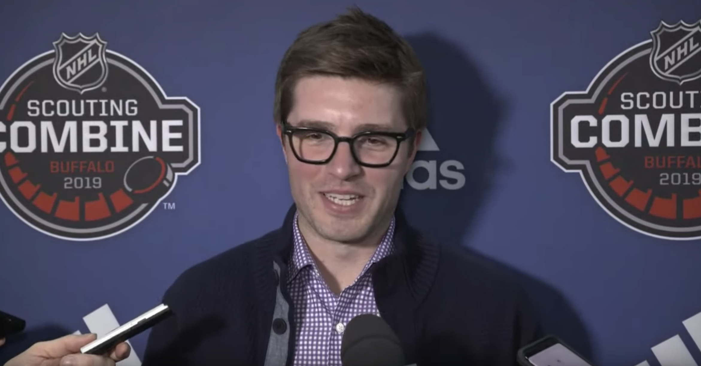 Toronto Maple Leafs GM Kyle Dubas at the 2019 Scouting Combine