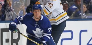 Rasmus Sandin of the Toronto Maple Leafs