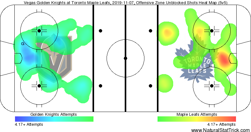 Shot Locations - Toronto Maple Leafs vs. Vegas Golden Knights