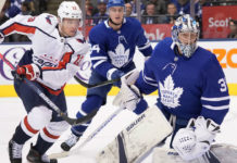 Toronto Maple Leafs' Frederik Andersen and Tyson Barrie