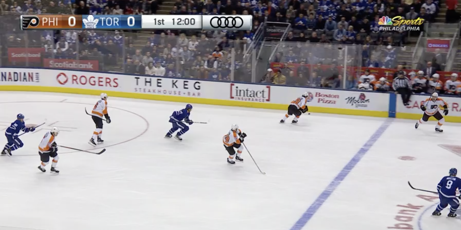 Toronto Maple Leafs vs. Philadelphia Flyers, bad coverage