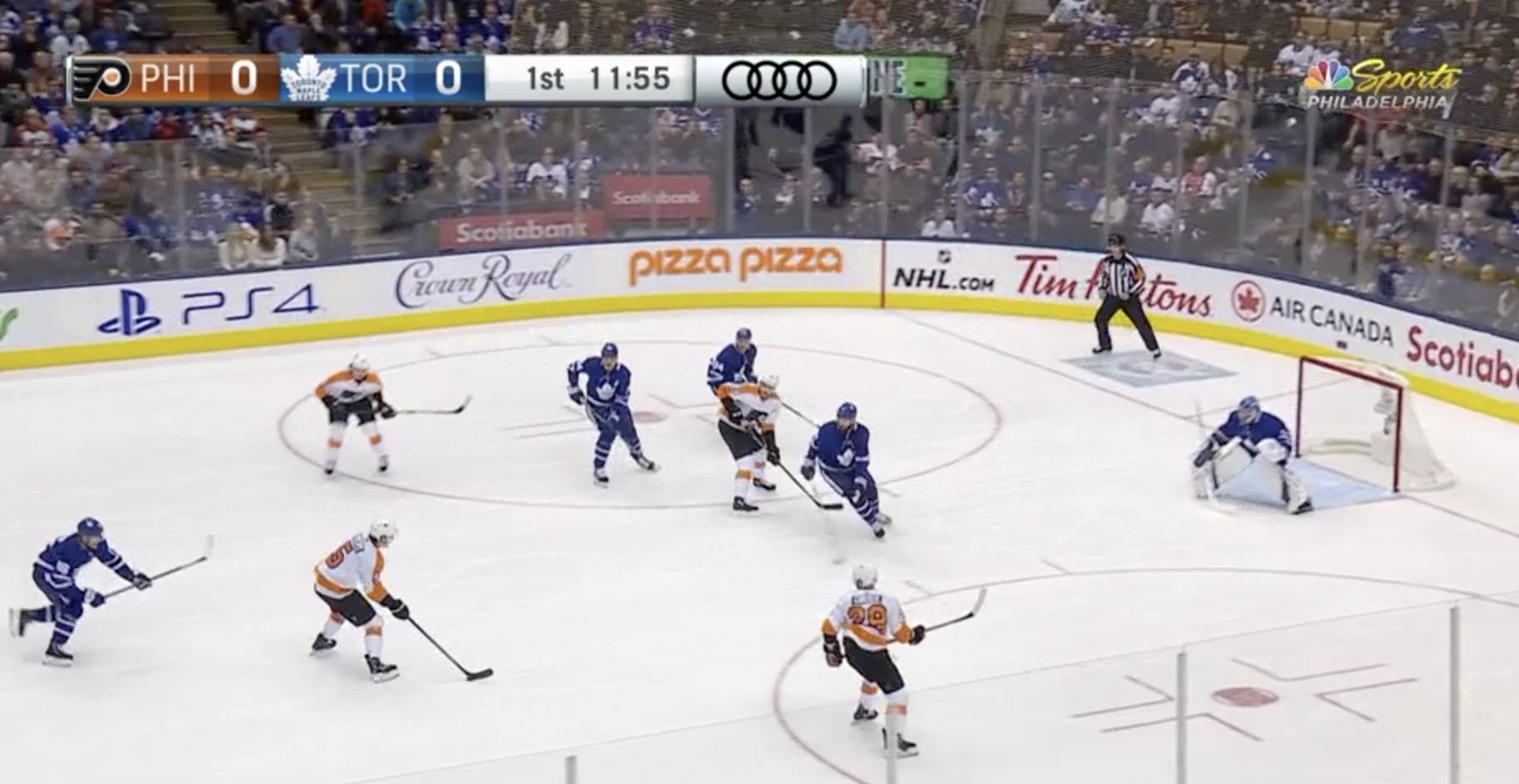 Toronto Maple Leafs vs. Philadelphia Flyers, bad coverage 3