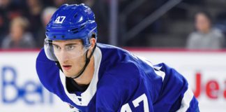 Pierre Engvall of the Toronto Maple Leafs