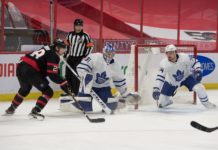 Frederik Andersen, Auston Matthews, Toronto Maple Leafs vs. Ottawa Senators