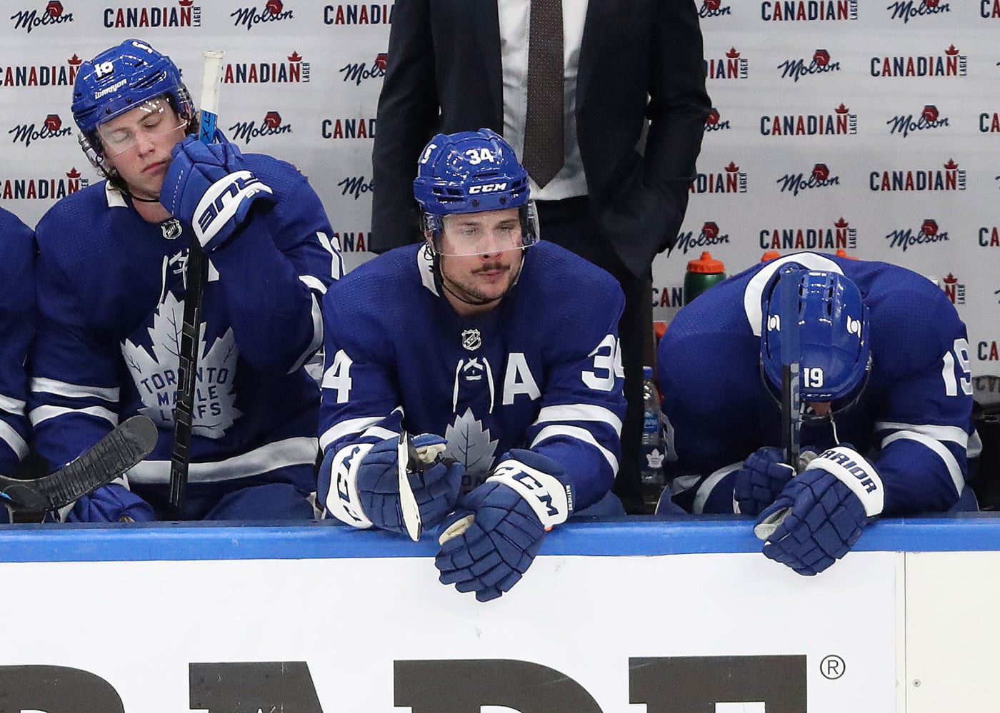 Toronto Maple Leafs first round exit, Maple Leafs first round, Maple leafs first round loss. Matthews and Marner disappointed at another series loss.