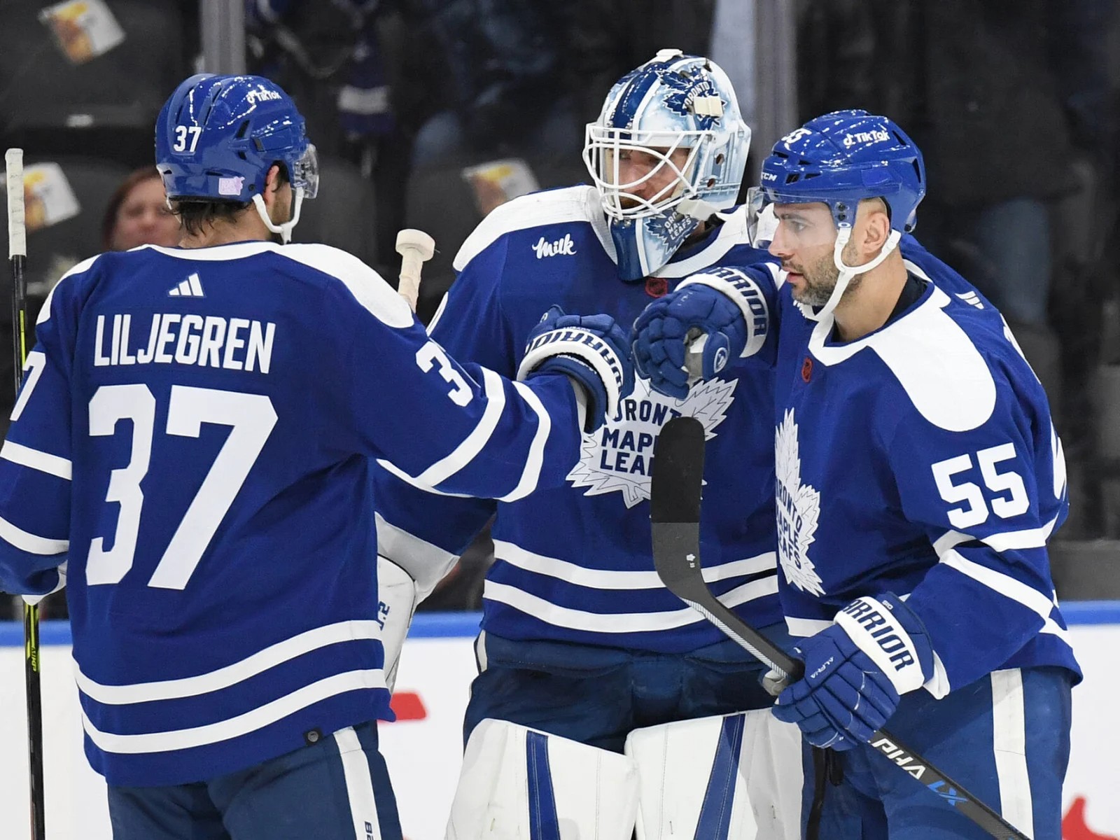 Toronto Maple Leafs G Matt Murray, on LTIR, skates ahead of