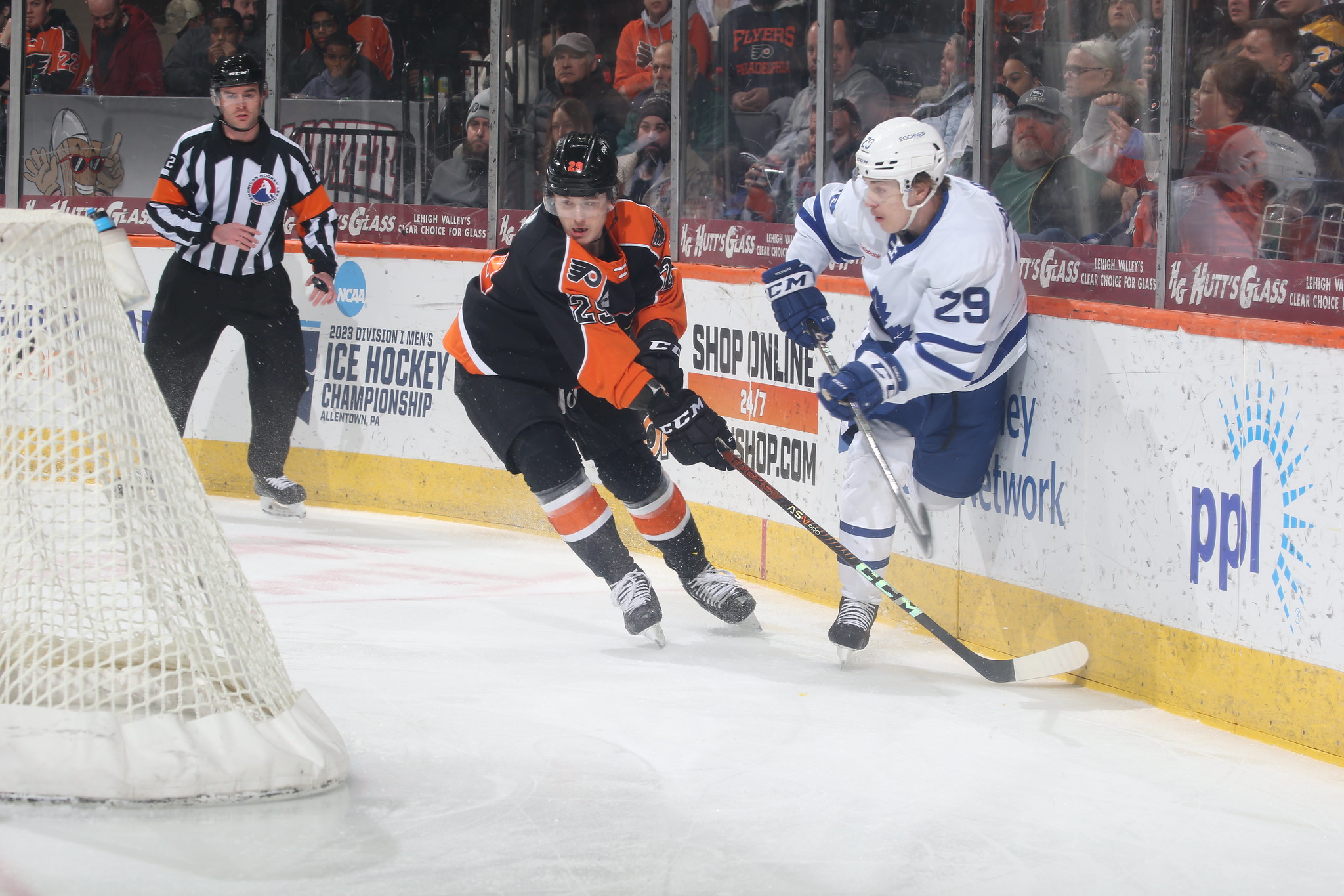 Toronto Maple Leafs forward Pontus Holmberg (29) and defenseman