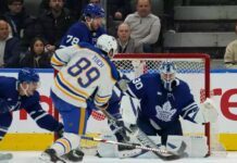 Alex Tuch, Matt Murray, Toronto Maple Leafs vs. Buffalo Sabres