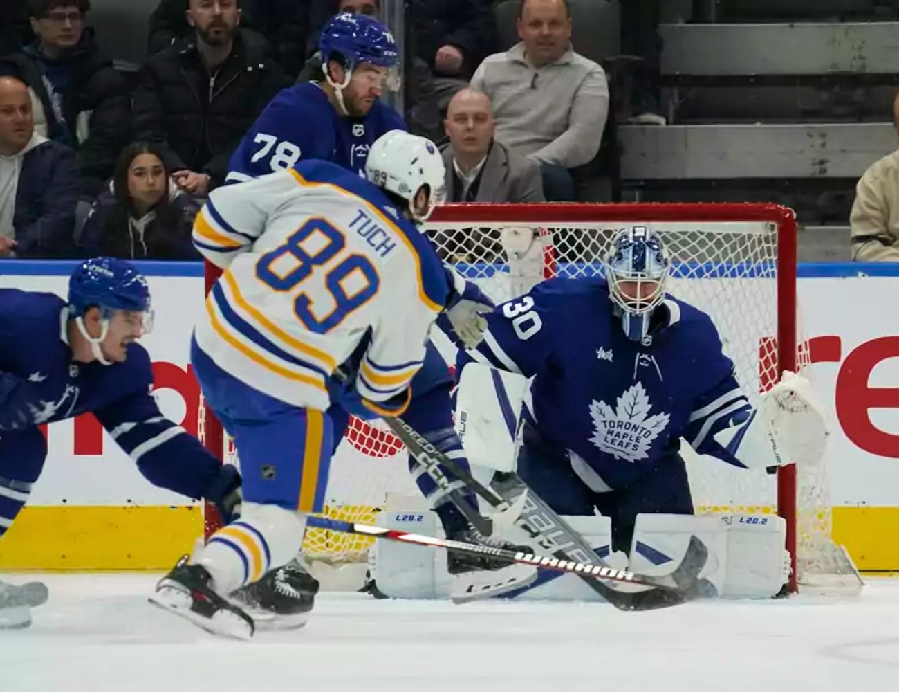 Alex Tuch, Matt Murray, Toronto Maple Leafs vs. Buffalo Sabres