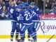 Matthew Knies, Mitch Marner & Auston Matthews celebrate Leafs goal