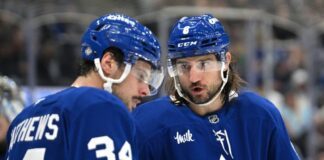 First look at the Maple Leafs’ training-camp lines: McKenna joins Tavares-Nylander, Roslovic with Matthews & Knies, McCabe-Tanev reunited Chris Tanev, Auston Matthews, Maple Leafs