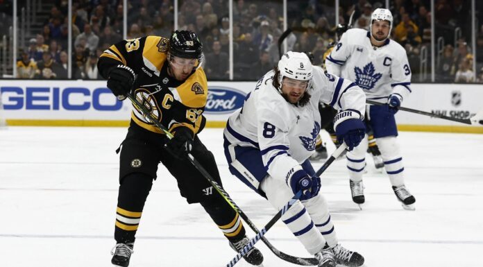 Chris Tanev, Brad Marchand, Auston Matthews, Maple Leafs vs. Bruins