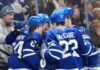 Maple Leafs vs. Islanders, goal celebration