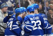 Maple Leafs vs. Islanders, goal celebration