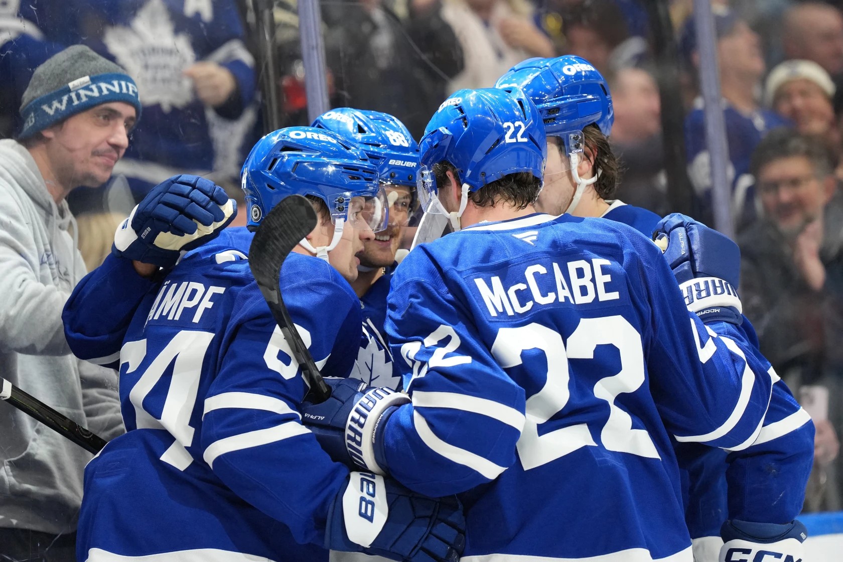 Maple Leafs vs. Islanders, goal celebration