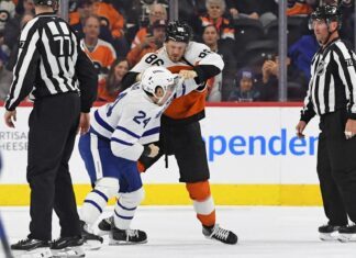 Connor Dewar vs, Joel Farabee, Maple Leafs vs. Flyers fight