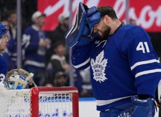 Anthony Stolarz of the Toronto Maple Leafs