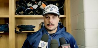 Auston Matthews on the hit he took from Nikita Zadorov in Boston: “I mean, I am three feet away from the boards, and he hits me in the numbers…” Auston Matthews, Toronto Maple Leafs captain
