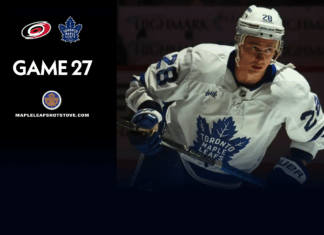 Toronto Maple Leafs vs. Carolina Hurricanes – Game #27 Projected Lines, Preview & TV Info Troy Stecher, Maple Leafs vs. Hurricanes