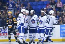 Pezzetta scores game-winner, Akhtyamov wins goaltending battle as Toronto Marlies score late goal to stun WBS in Game 1 Toronto Marlies vs. Wilkes Barre, Michael Pezzetta goal