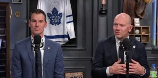 Mats Sundin and John Chayka of the Toronto Maple Leafs