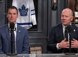Mats Sundin and John Chayka of the Toronto Maple Leafs