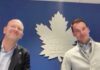 John Chayka & Mats Sundin after the Maple Leafs' 2026 draft lottery win