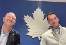John Chayka & Mats Sundin after the Maple Leafs' 2026 draft lottery win