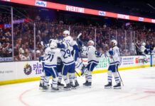 The Toronto Marlies celebrate Game 2 win in Chicago, Calder Cup Final