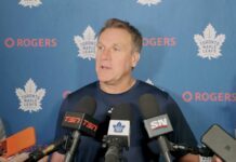 Jim Hiller on Easton Cowan moving up to the Tavares-Nylander line: “He started really strong, and then I haven’t played him as much… He probably deserved a little bit more ice time” Jim Hiller, Toronto Maple Leafs head coach