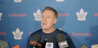 Jim Hiller on Easton Cowan moving up to the Tavares-Nylander line: “He started really strong, and then I haven’t played him as much… He probably deserved a little bit more ice time” Jim Hiller, Toronto Maple Leafs head coach
