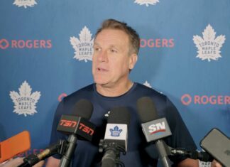 Jim Hiller on Easton Cowan moving up to the Tavares-Nylander line: “He started really strong, and then I haven’t played him as much… He probably deserved a little bit more ice time” Jim Hiller, Toronto Maple Leafs head coach